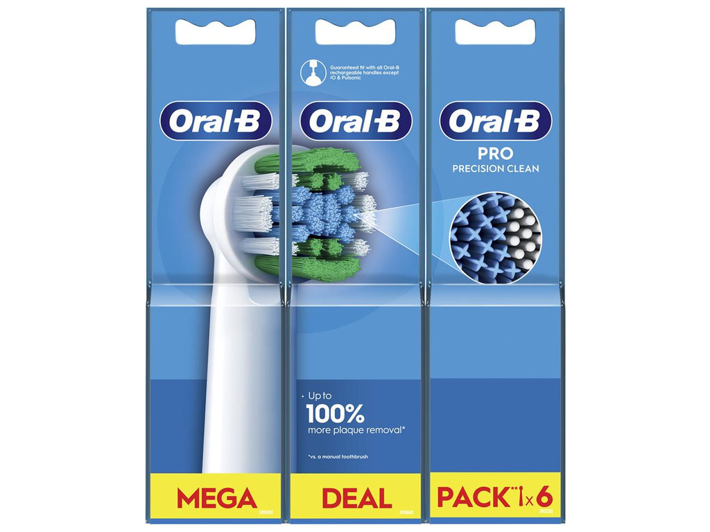 Насадки для электрической зубной щетки Oral-B Pro Precision Clean, пластик, нейлон, цвет белый, 6шт