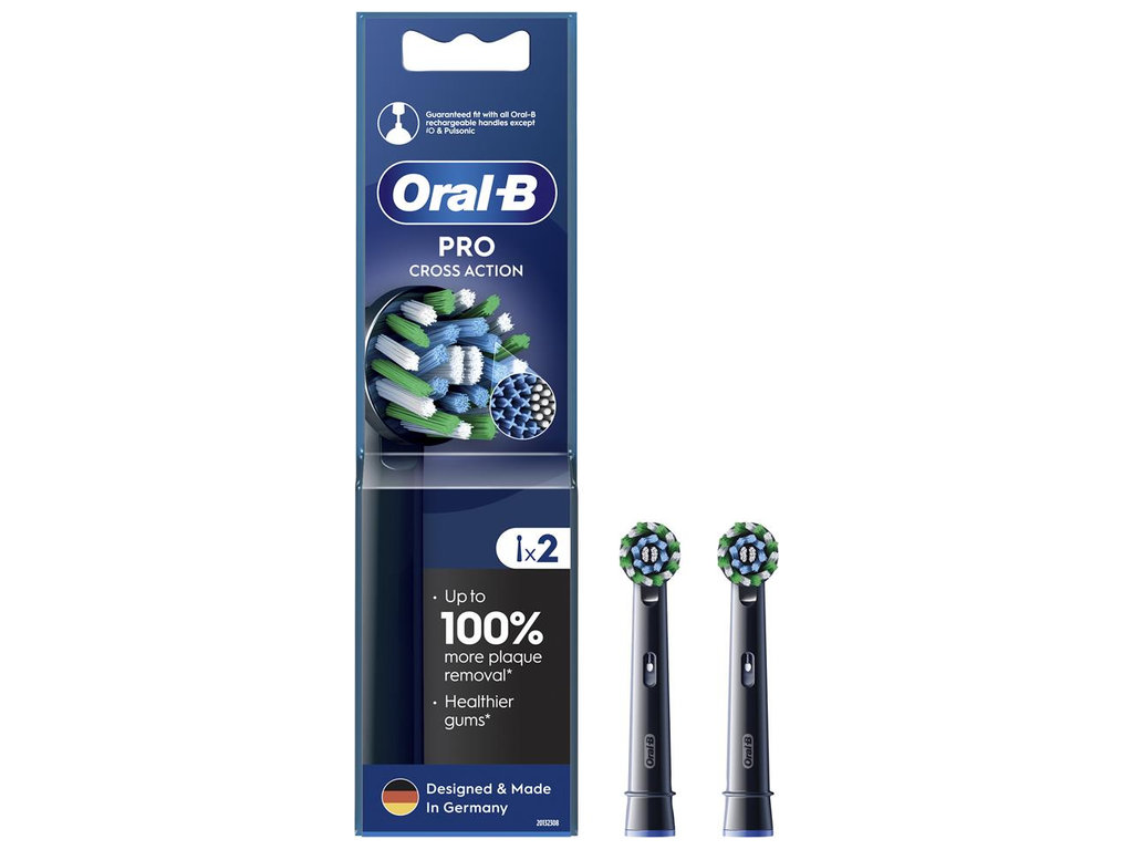 Насадки для електричної зубної щітки Oral-B Pro Cross Action, пластик, нейлон, колір чорний, 2шт