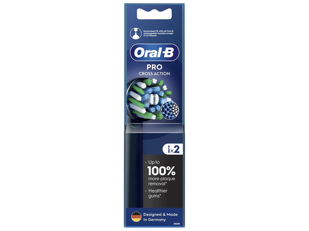 Насадки для електричної зубної щітки Oral-B Pro Cross Action, пластик, нейлон, колір чорний, 2шт