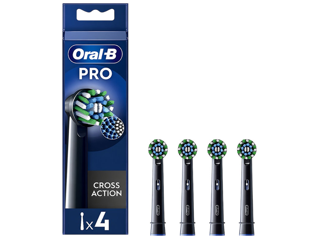 Насадка для зубної щітки Oral-B Pro Cross Action, середня жорсткість, 4 шт, колір чорний