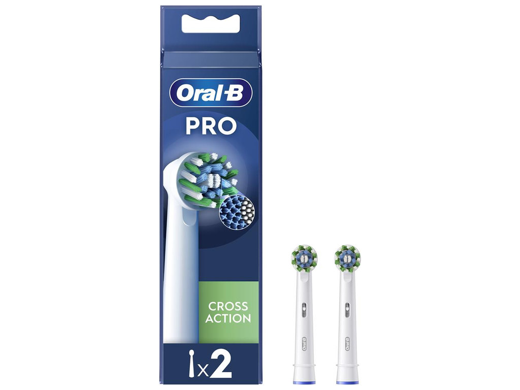 Насадки для электрической зубной щетки Oral-B Pro Cross Action, пластик, нейлон, цвет белый, 2шт