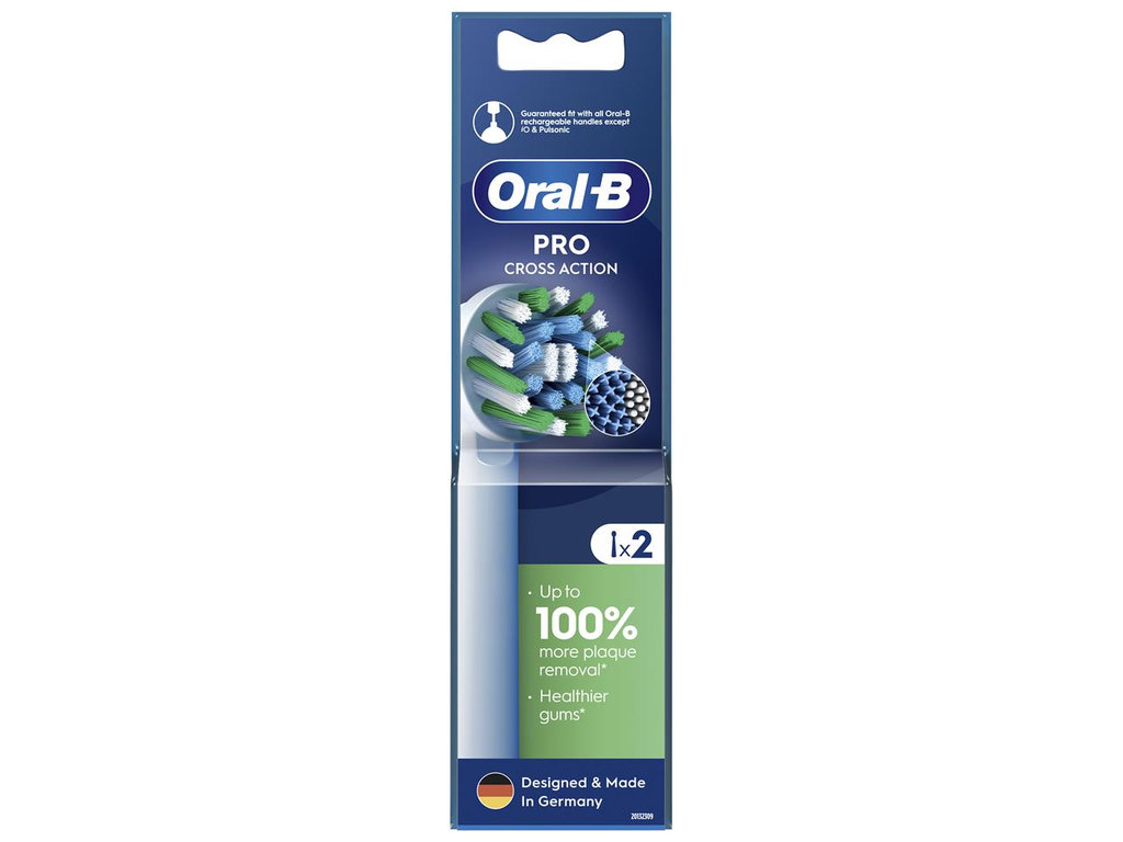 Насадки для электрической зубной щетки Oral-B Pro Cross Action, пластик, нейлон, цвет белый, 2шт