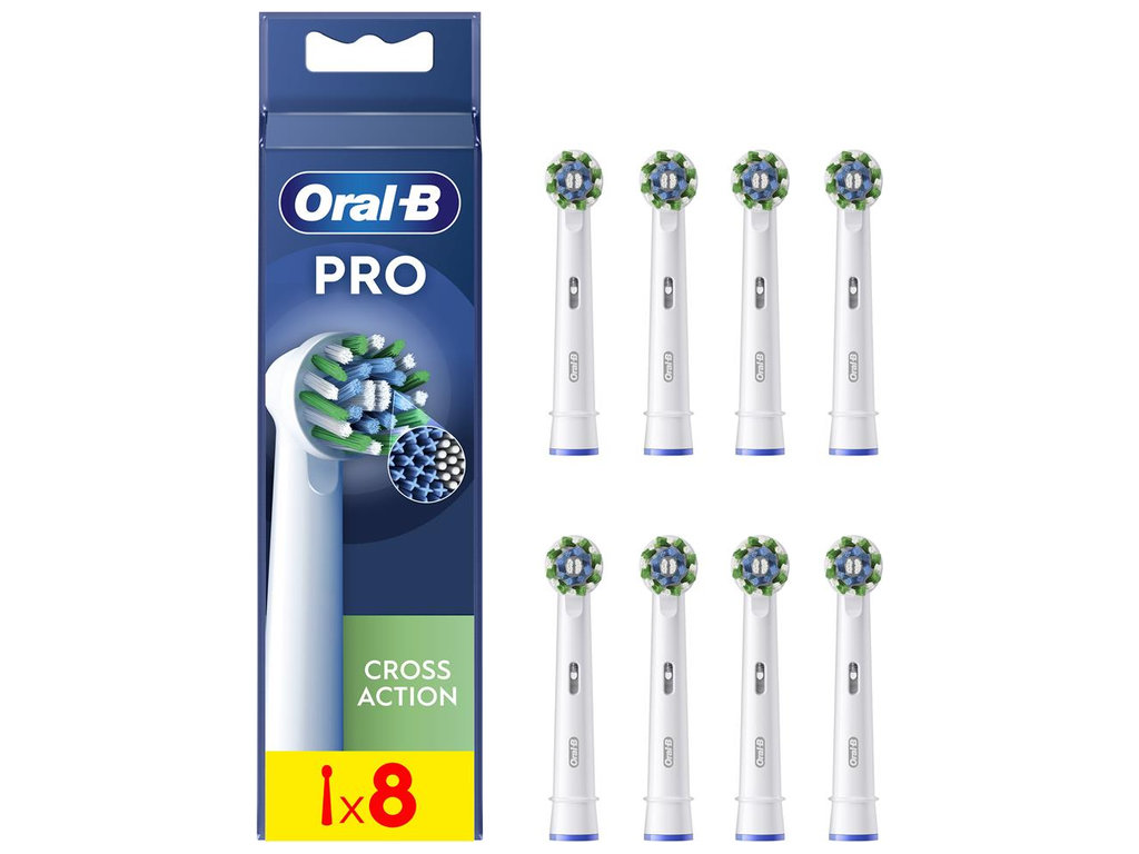 Насадки для електричної зубної щітки Oral-B Pro Cross Action, пластик, нейлон, колір білий, 8шт