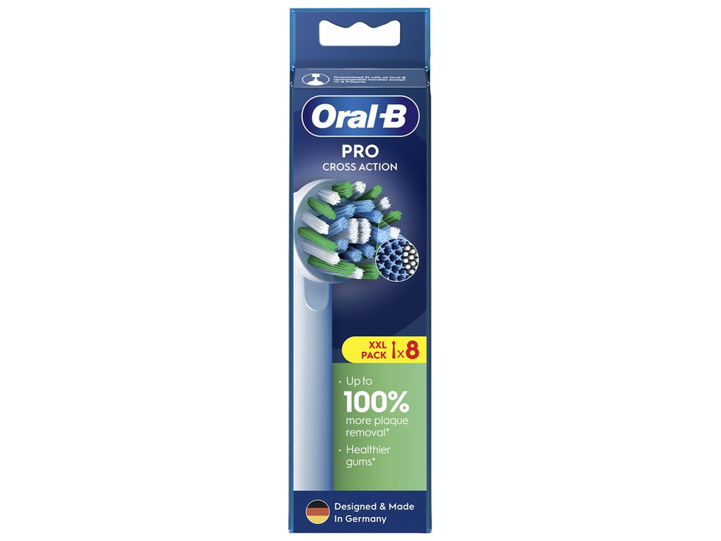 Насадки для електричної зубної щітки Oral-B Pro Cross Action, пластик, нейлон, колір білий, 8шт