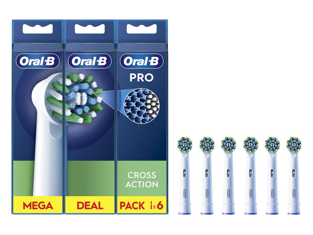 Насадки для электрической зубной щетки Oral-B Pro Cross Action, пластик, нейлон, цвет белый, 6шт