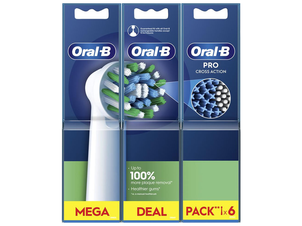 Насадки для электрической зубной щетки Oral-B Pro Cross Action, пластик, нейлон, цвет белый, 6шт