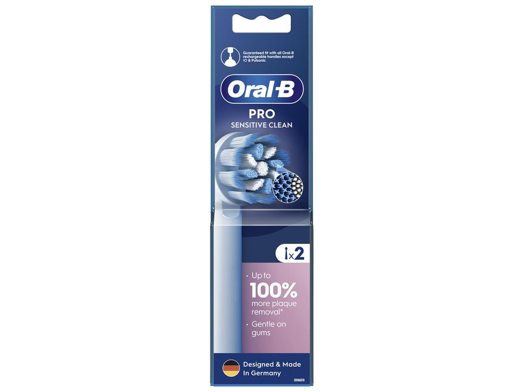 Насадки для електричної зубної щітки Oral-B Pro Sensitive Clean, пластик, нейлон, колір білий, 2шт