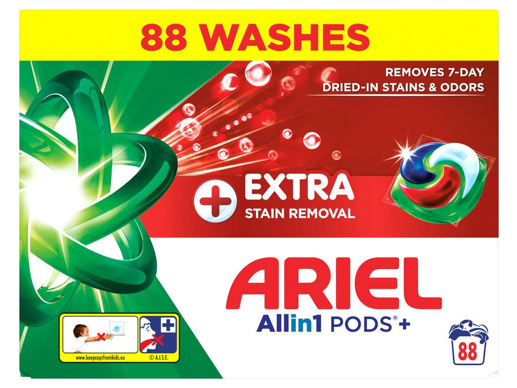 Капсулы для стирки Ariel All in 1 PODS+ Extra Stain Removal, 88шт