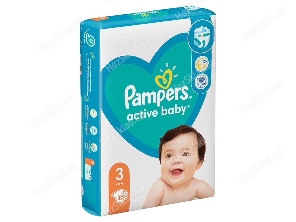 Підгузки одноразові для хлопчиків і дівчаток Pampers Active Baby Розмір 3 Midi 6-10кг 82шт