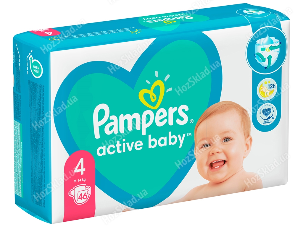 Підгузки Pampers Active Baby Maxi, Розмір 4 (9-14кг) 46шт
