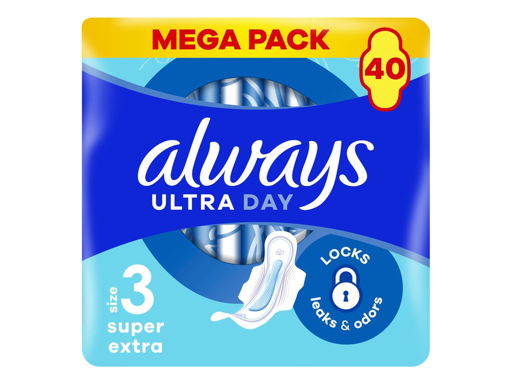 Прокладки гигиенические Always Ultra Super Extra, с крылышками, размер 3, 6 капель, 40шт