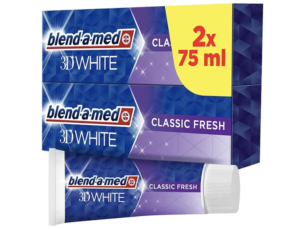 Паста зубна Blend-a-med 3D White Класична свіжість, для комплексного захисту, 2х75мл