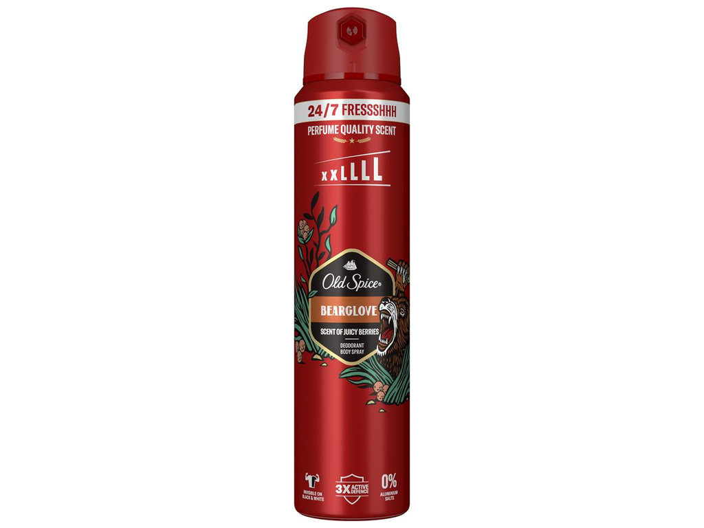 Дезодорант аэрозольный Old Spice Bearglove, до 48 часов, аромат ягоды, цитрус и яблоко, 250мл