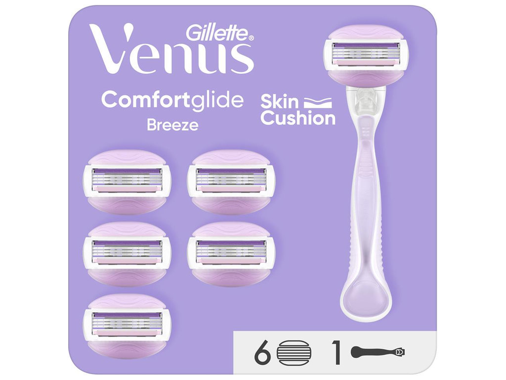 Станок для бритья Gillette Venus ComfortGlide Breeze, 6 сменных картриджей, цвет сиреневый