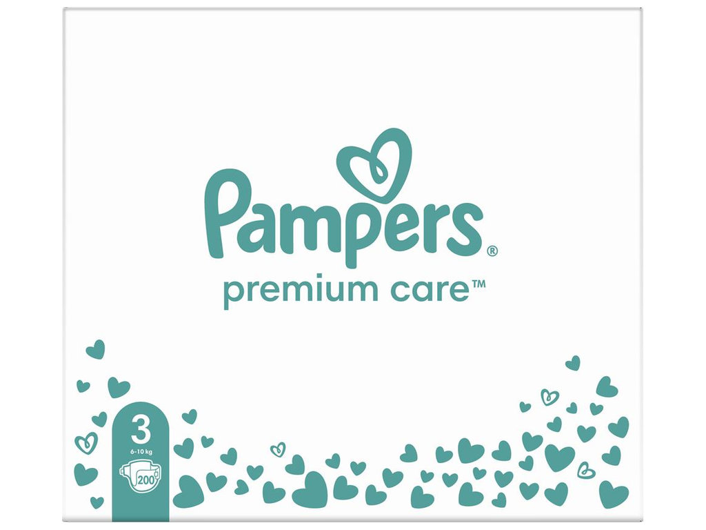 Подгузники Pampers Premium Care, одноразовые, индикатор влаги, размер 3, 6-10кг, 200шт/уп