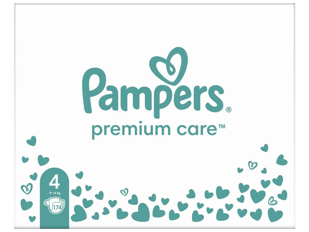 Подгузники Pampers Premium Care, одноразовые, индикатор влаги, размер 4, 9-14кг, 174шт/уп