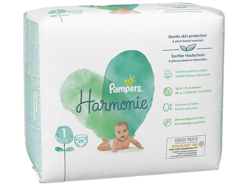 Подгузники одноразовые Pampers Harmonie Newborn, размер 1, 2–5кг, 26шт