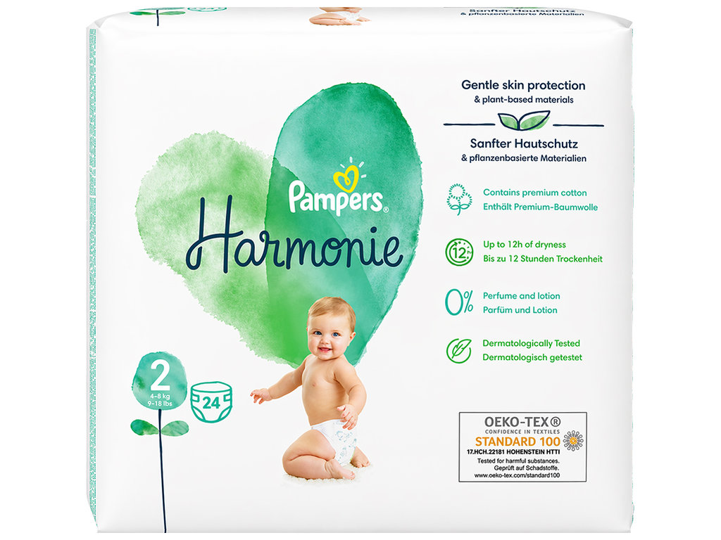 Подгузники одноразовые Pampers Harmonie, размер 2 Mini, 4–8 кг, 24шт