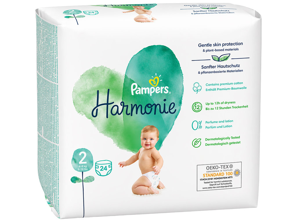 Подгузники одноразовые Pampers Harmonie, размер 2 Mini, 4–8 кг, 24шт