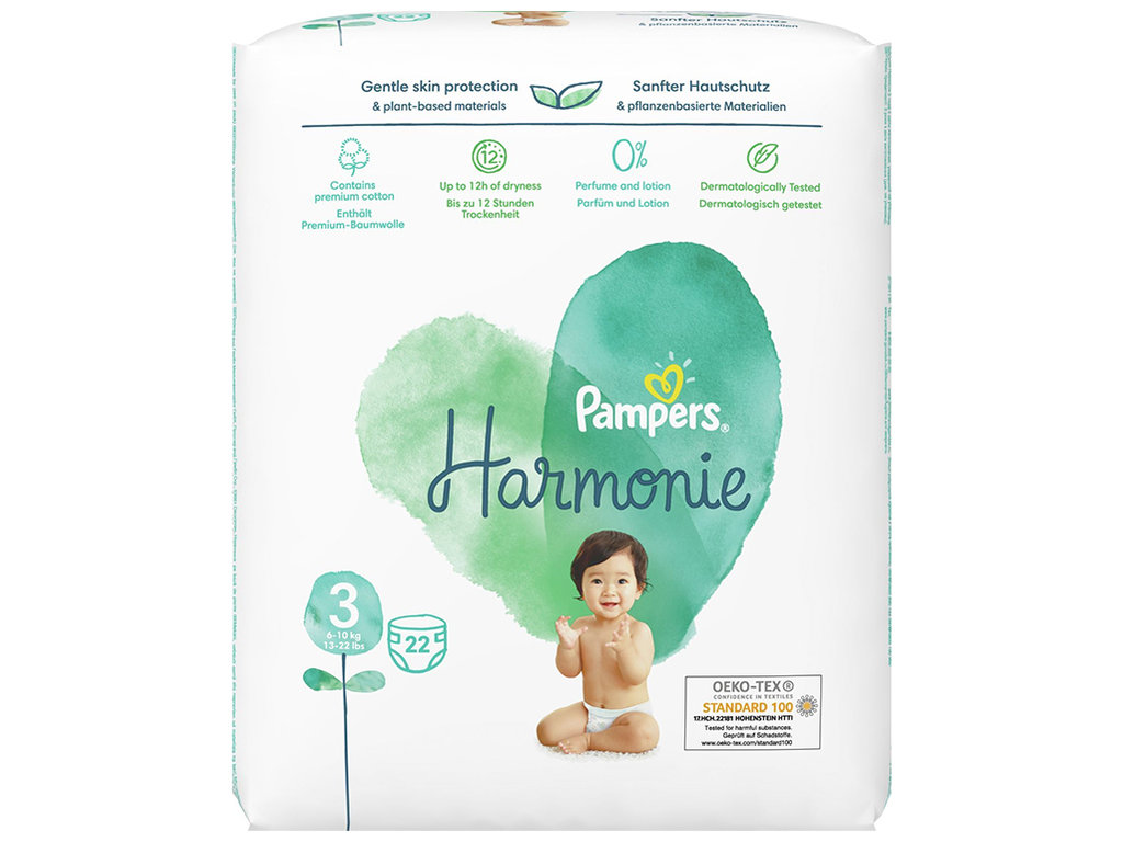 Подгузники одноразовые Pampers Harmonie, размер 3 Midi, 6–10кг, 22шт