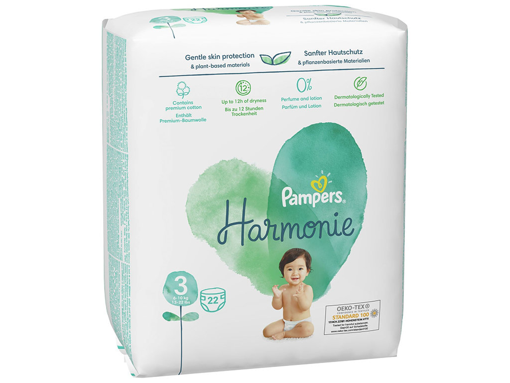 Подгузники одноразовые Pampers Harmonie, размер 3 Midi, 6–10кг, 22шт