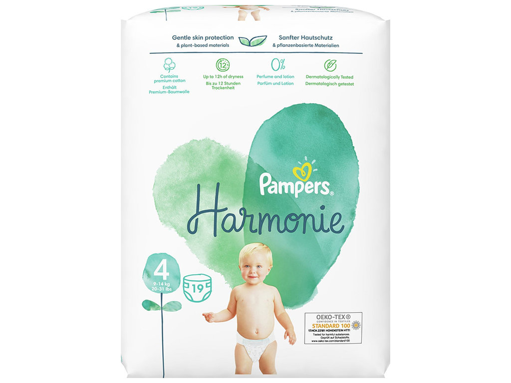 Подгузники одноразовые Pampers Harmonie, размер 4, 9–14кг, 19шт