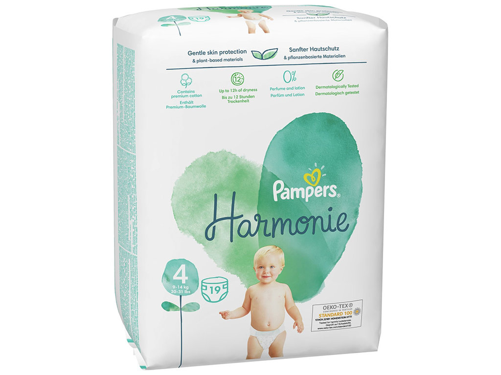 Подгузники одноразовые Pampers Harmonie, размер 4, 9–14кг, 19шт