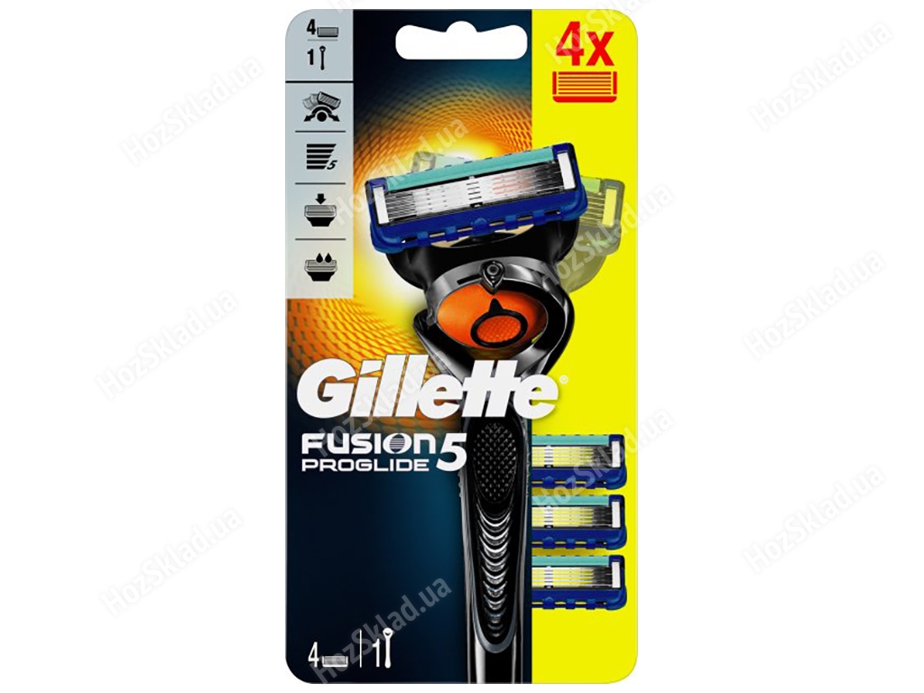 Бритва з 4 змінними касетами Gillette Fusion5 ProGlide 5 лез (ціна за 1 набір)