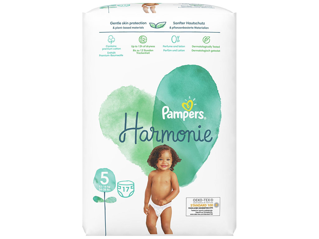 Подгузники одноразовые Pampers Harmonie, размер 5 Junior, 11–16 кг, 17шт