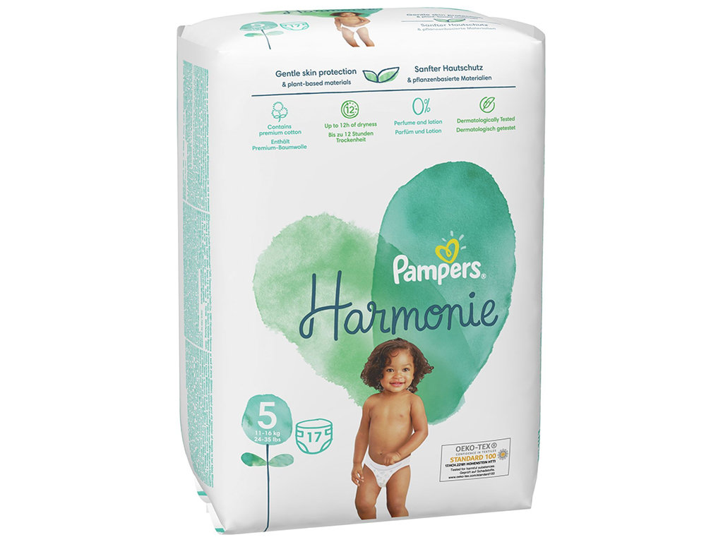 Подгузники одноразовые Pampers Harmonie, размер 5 Junior, 11–16 кг, 17шт