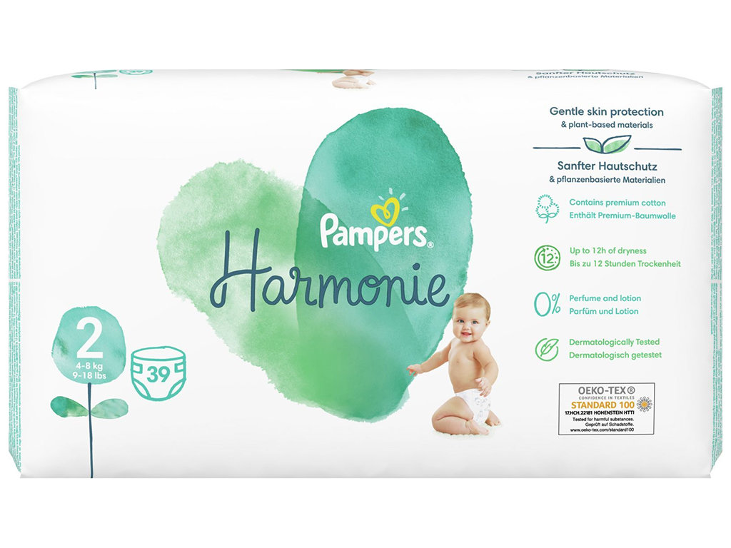 Подгузники одноразовые Pampers Harmonie, размер 2 Mini, 4–8 кг, 39шт
