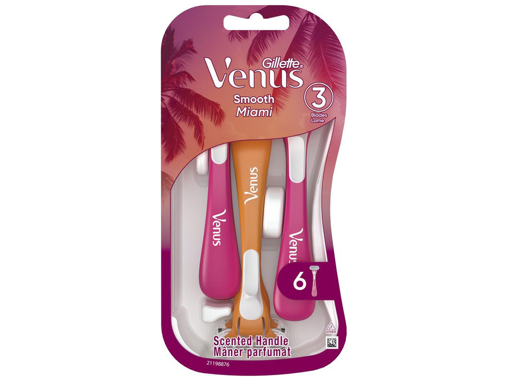Станок для бритья одноразовый Venus Smooth Miami, пластик, сталь, 6шт