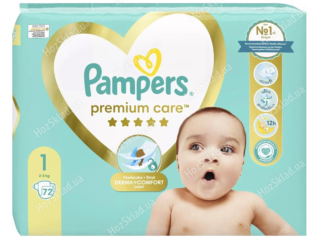 Підгузки Pampers Premium Care Newborn, Розмір 1 (2-5кг) 72шт