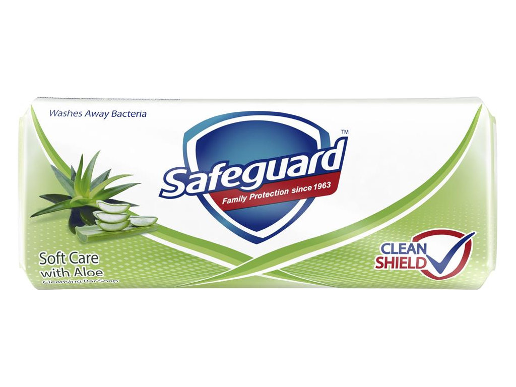 Мыло туалетное твердое Safeguard Нежный уход с алоэ, с антибактериальным эффектом, 90г