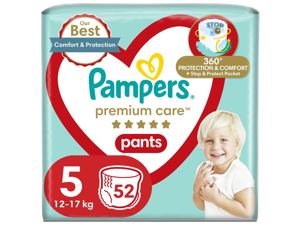 Подгузники-трусики Pampers Premium Care Pants, одноразовые, размер 5, 11-17кг, 52шт/уп