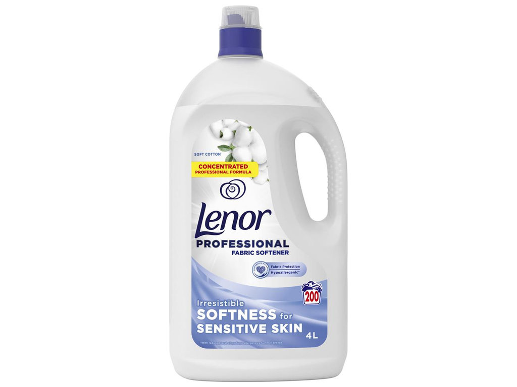 Кондиционер для белья Lenor Professional Мягкий Хлопок, для чувствительной кожи, 200 циклов, 4л