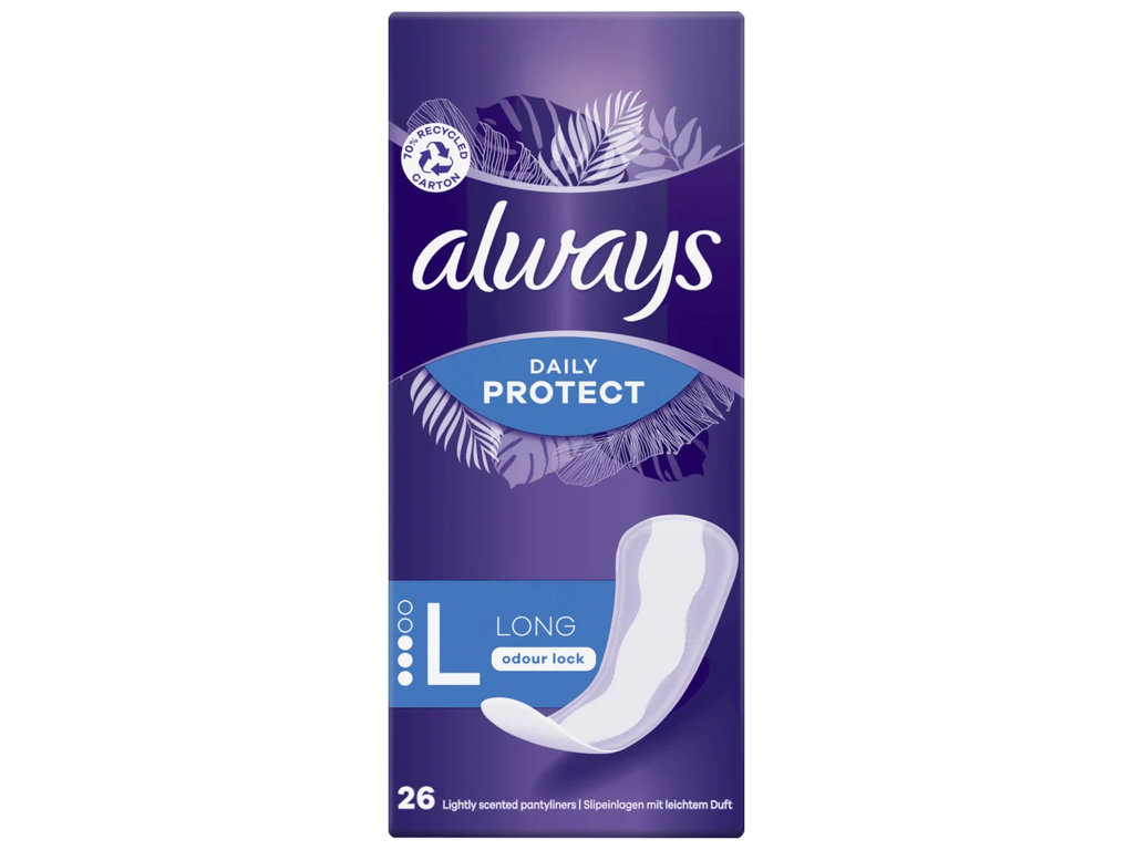 Прокладки ежедневные Always Daily Protect Long Нейтрализация запаха, без крылышек, 3 капли, 26шт