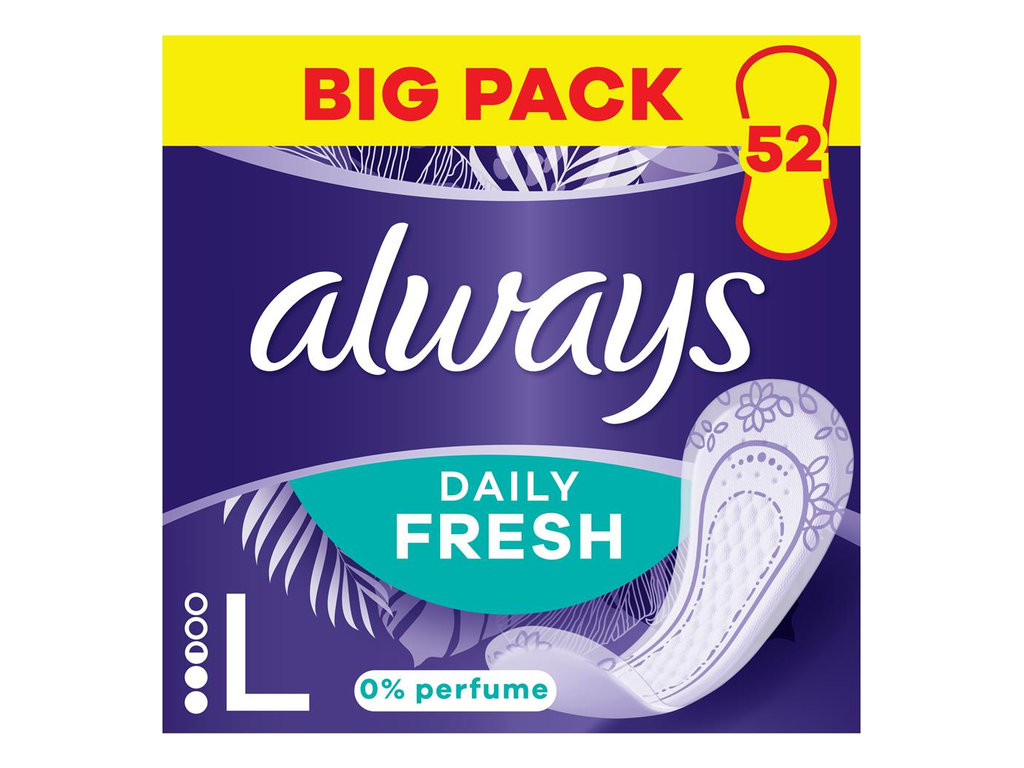 Прокладки ежедневные Always Daily Fresh Long, 52шт, 2,5капли