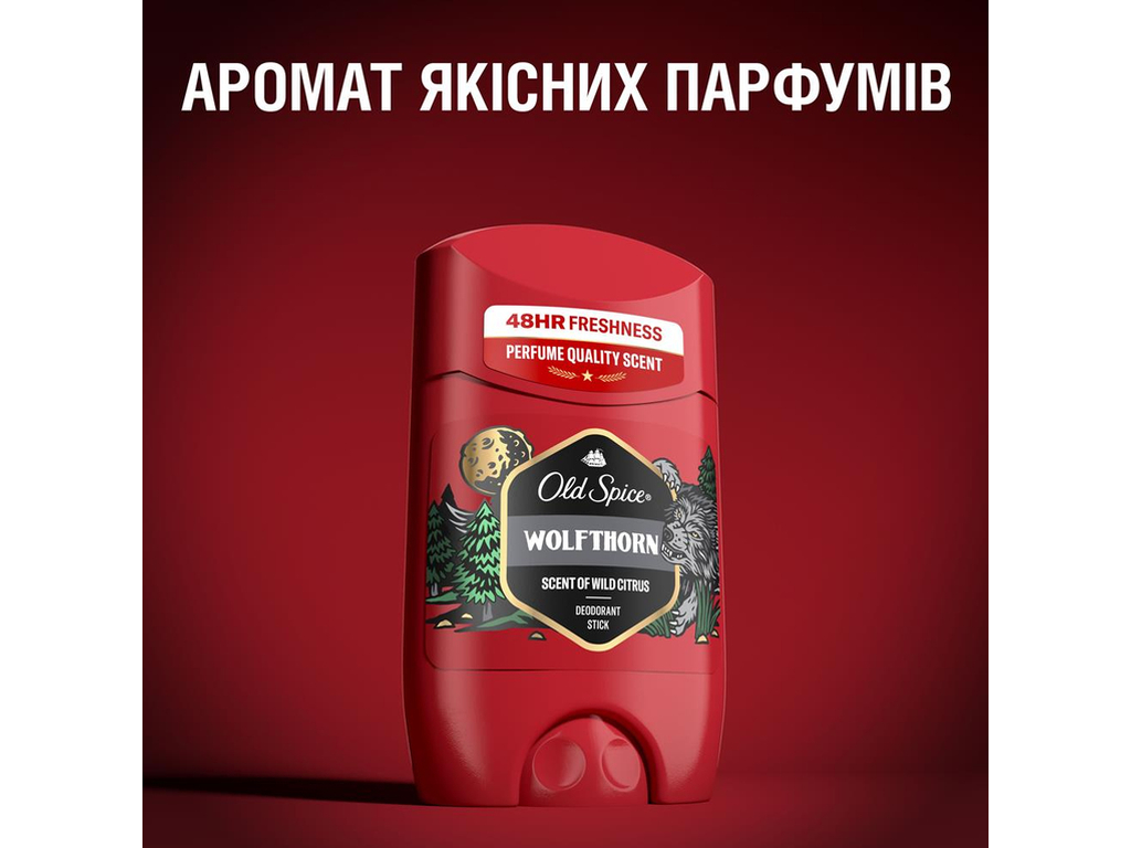 Дезодорант-стик Old Spice Wolfthorn, до 48 часов, с ароматом диких цитрусов, 50мл