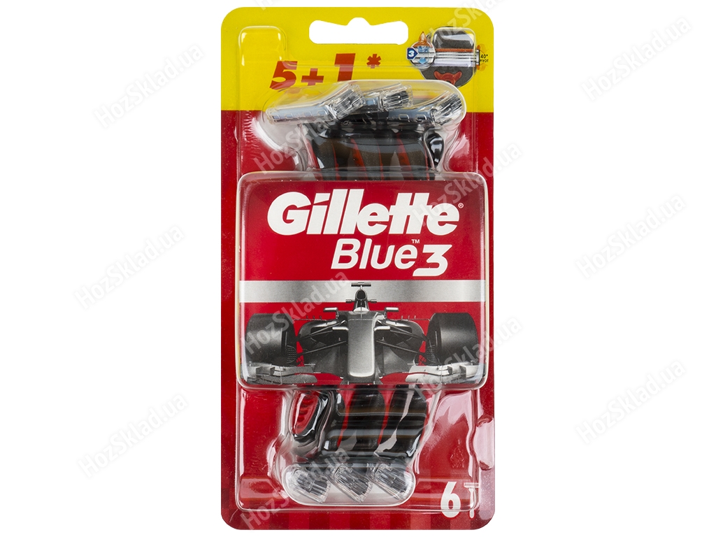 Одноразовi бритви Gillette Blue 3, 6шт, червоні