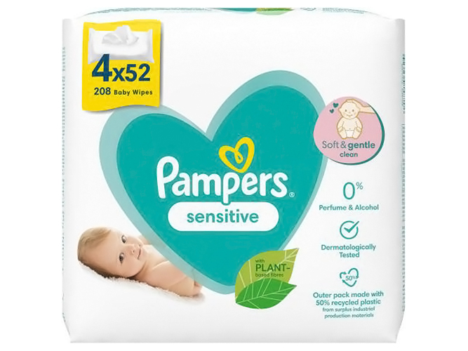 Детские влажные салфетки Pampers Sensitive, 4x52шт