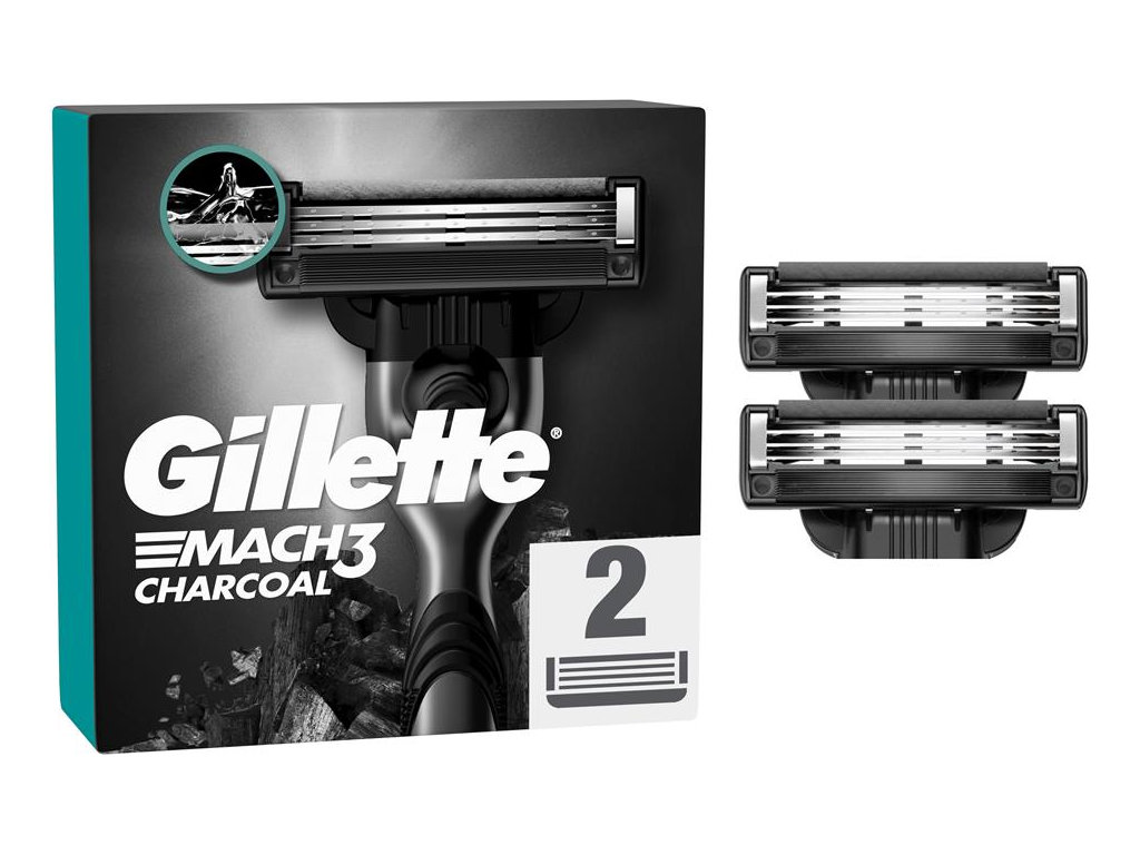 Картриджи сменные Gillette Mach3 Charcoal, сталь, 2шт