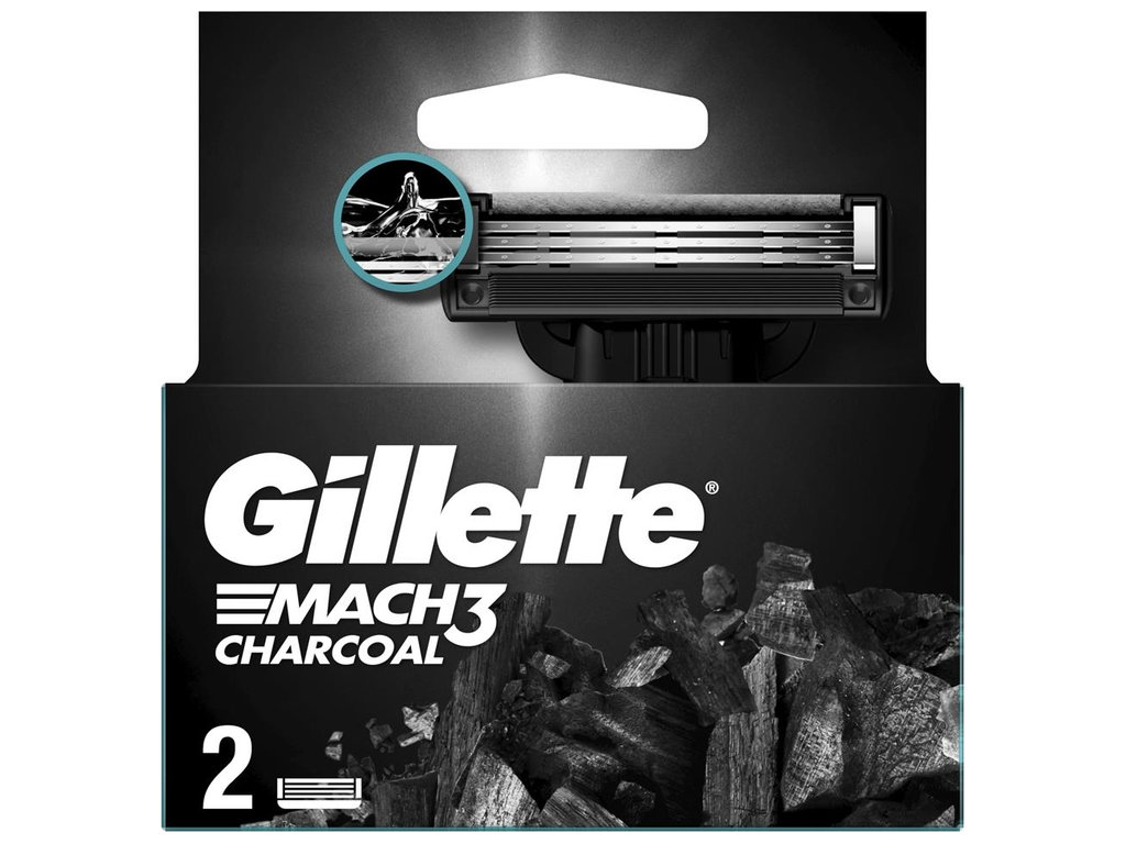Картриджи сменные Gillette Mach3 Charcoal, сталь, 2шт