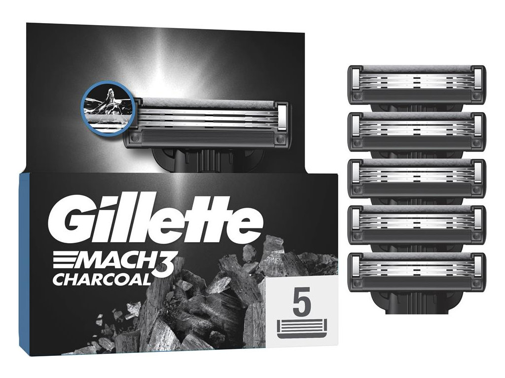 Картриджи сменные Gillette Mach3 Charcoal, сталь, 5шт