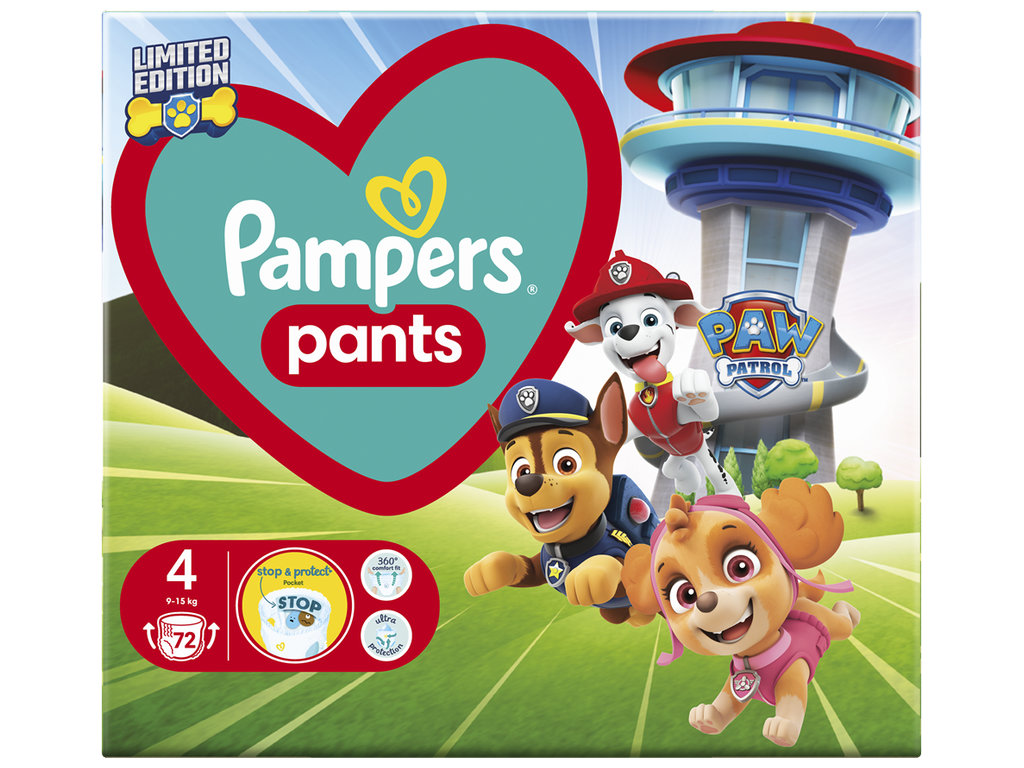 Подгузники-трусики Pampers Active Baby Pants Щенячий патруль, одноразовые, размер 4, 9-15 кг, 72шт