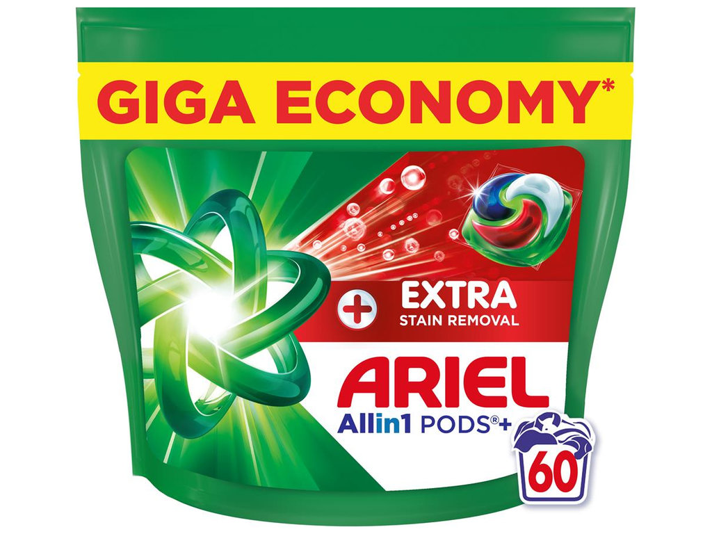 Капсулы для стирки Ariel PODS+ универсальные с усиленным пятновыводителем, 60шт