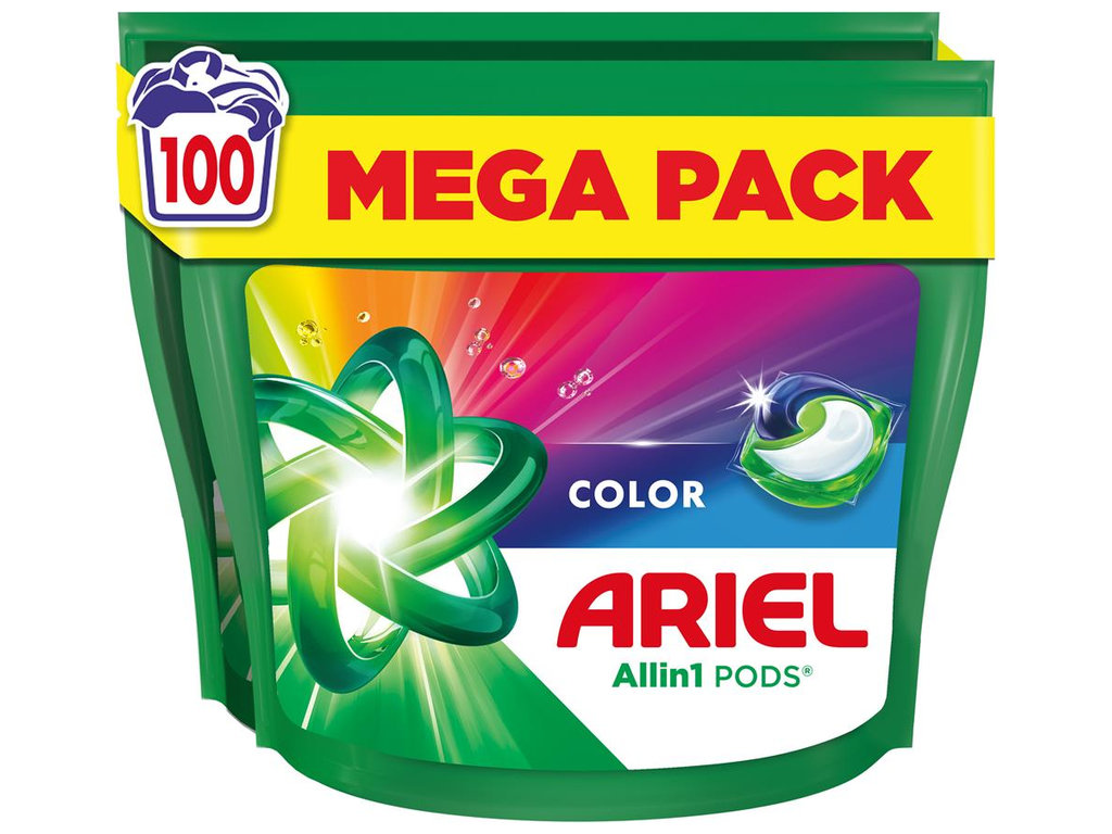 Капсулы для стирки Ariel Pods All-in-1 Color, для цветного белья, 100шт