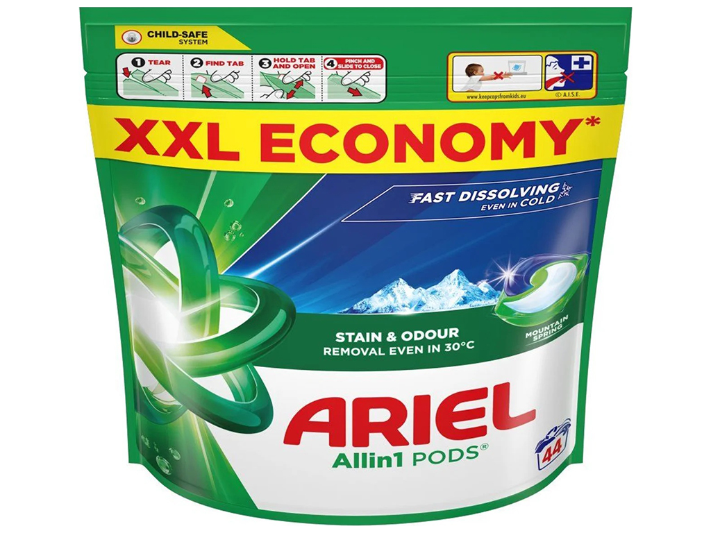Капсулы для стирки Ariel Чистота и Свежесть Горный источник, 44шт