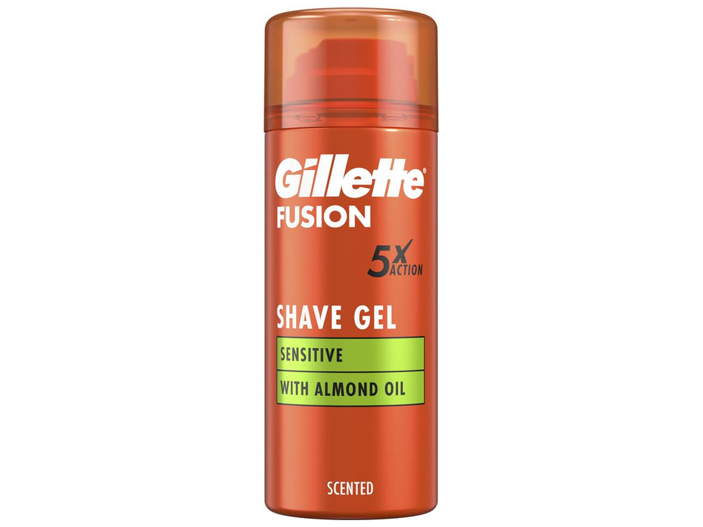 Гель для гоління Gillette Fusion, для чутливої шкіри, з мигдальним маслом, 75мл