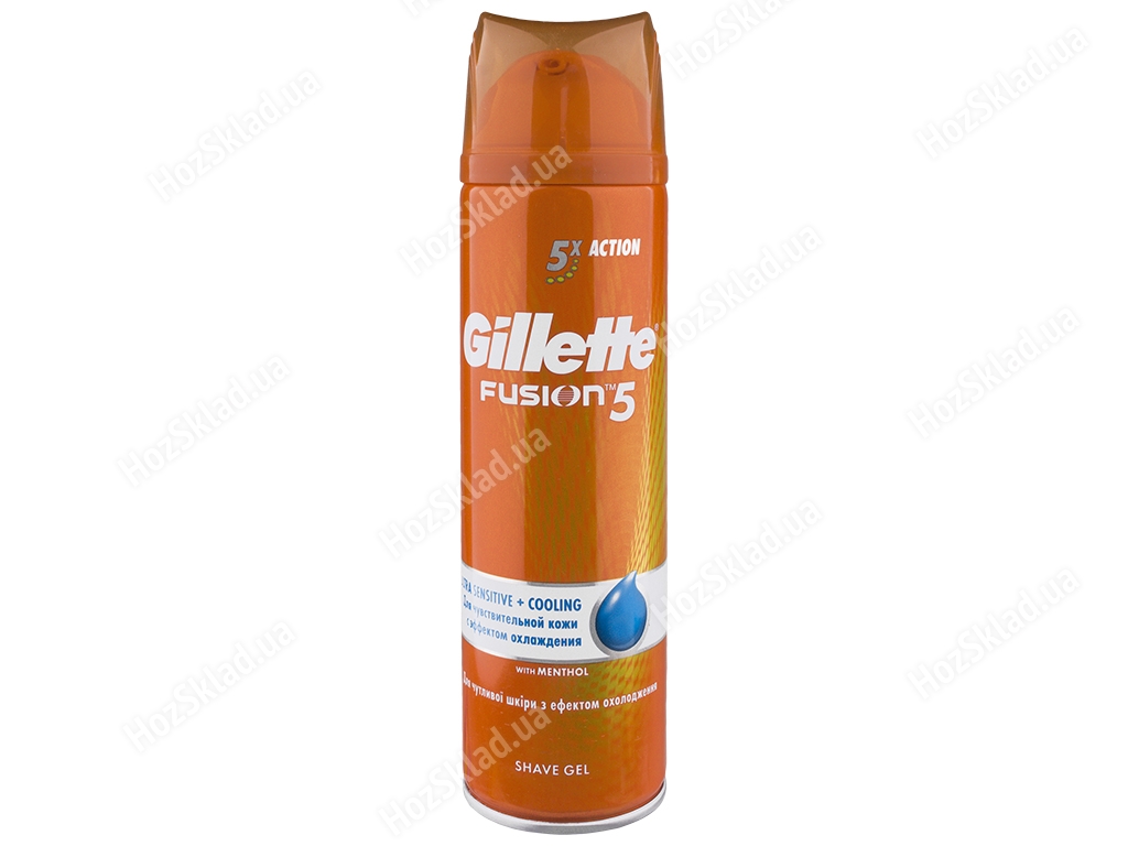 Гель для гоління Gillette Fusion 5 Ultra Sensitive+Cooling для чут. шкіри з еф. охолодження 200мл